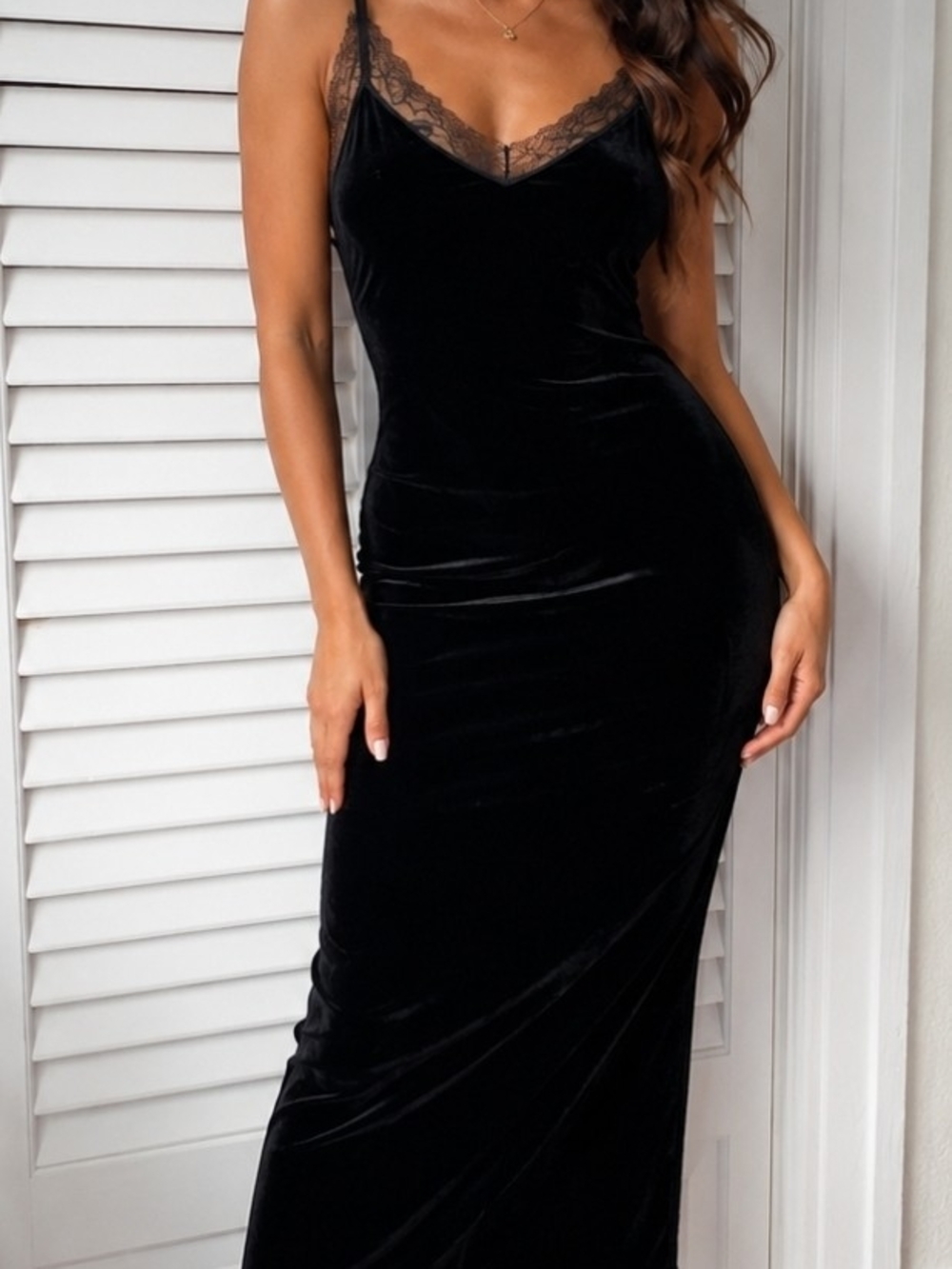 Mango Black Velvet Lace-Trim Strapless Slip Dress
